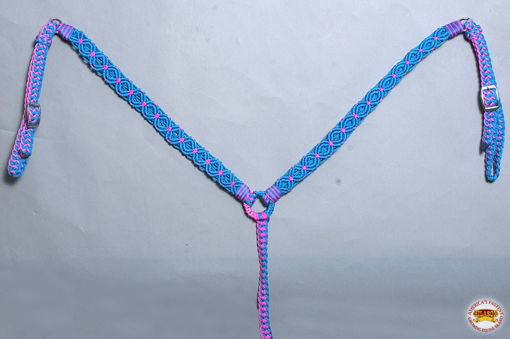 Hilason Horse Breast Collar  Braided Paracord Pink / Black