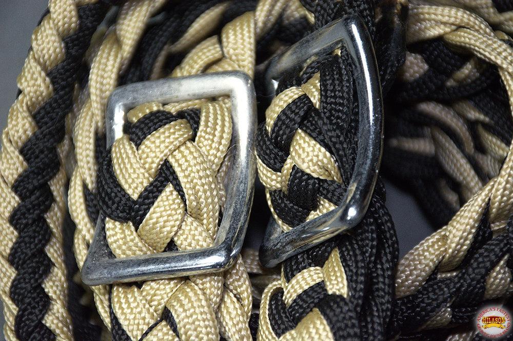1" X 8Ft Hilason Braided Poly Barrel Reins Horse Racing Flat Grip Knots