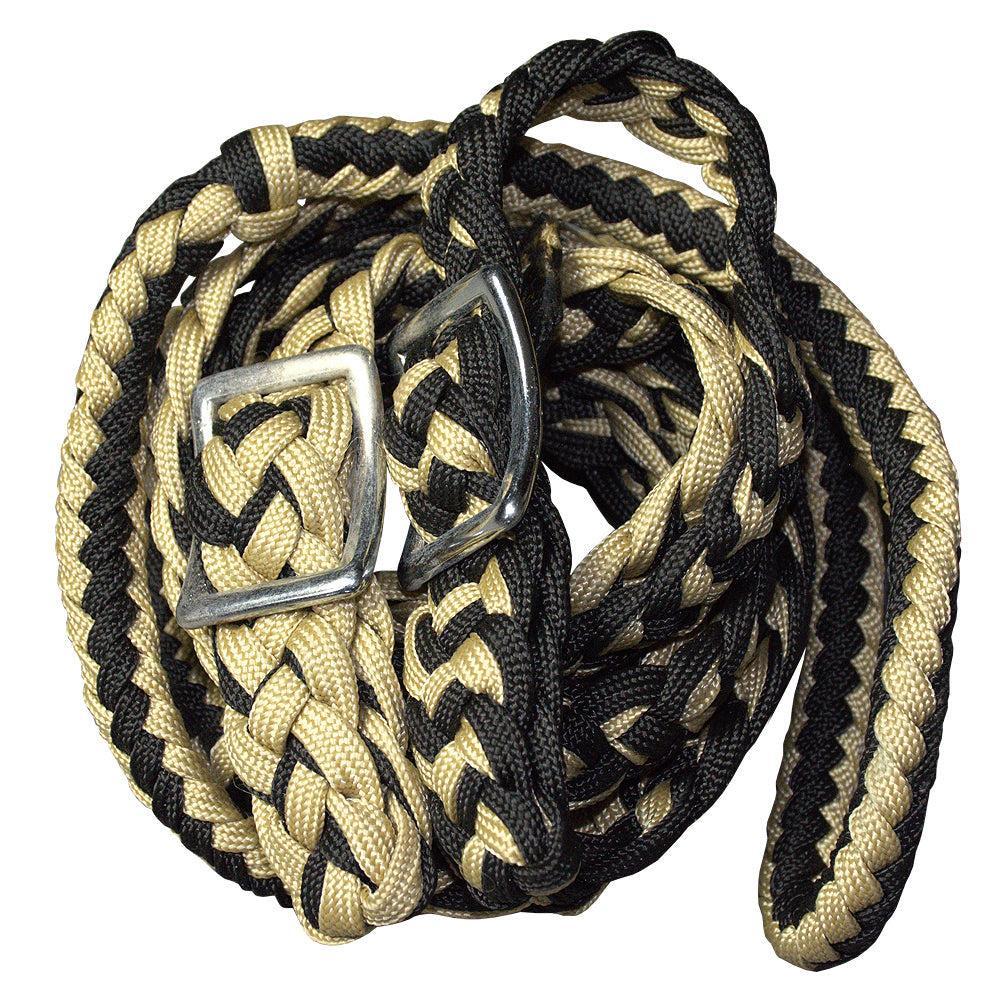 1" X 8Ft Hilason Braided Poly Barrel Reins Horse Racing Flat Grip Knots