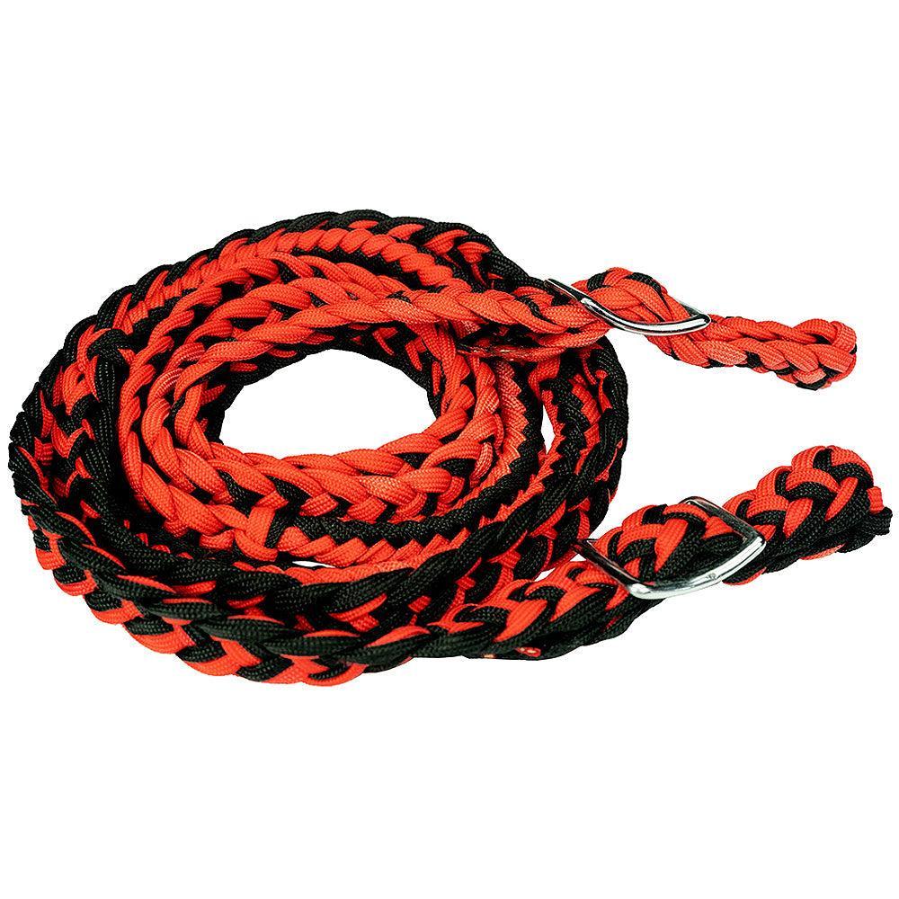1" X 8Ft Hilason Braided Poly Barrel Reins Horse Racing Flat Grip Knots