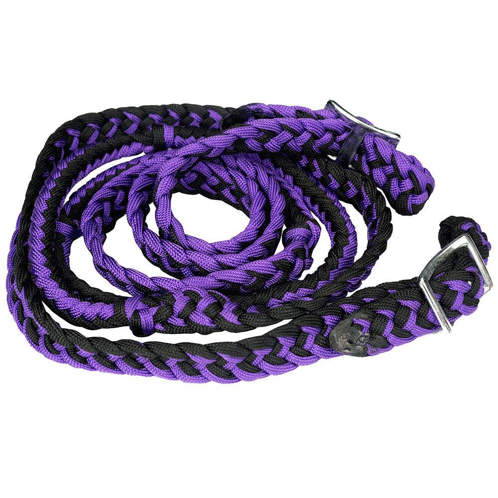 1" X 8Ft Hilason Braided Poly Barrel Reins Horse Racing Flat Grip Knots