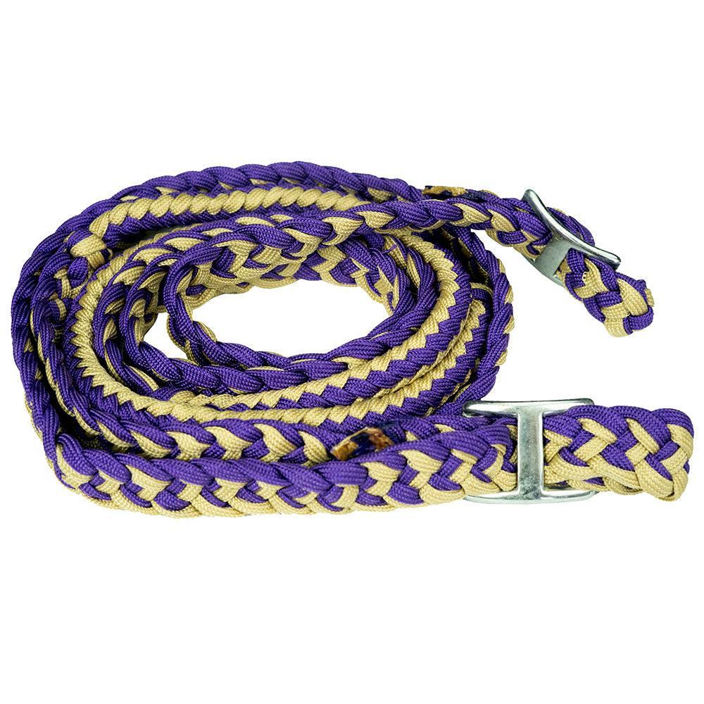 1" X 8Ft Hilason Braided Poly Barrel Reins Horse Racing Flat Grip Knots