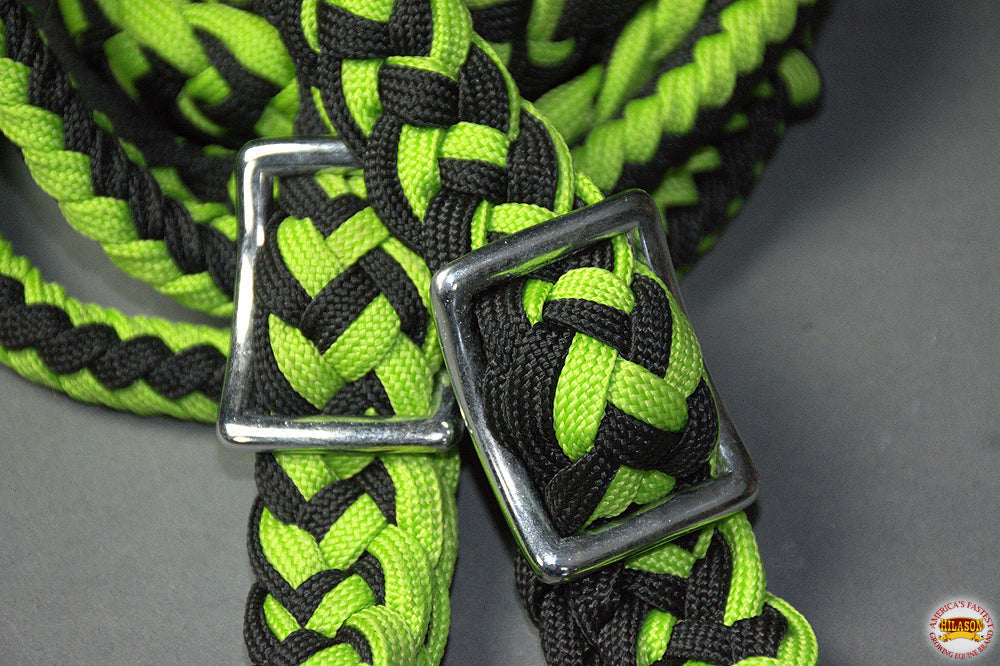 1" X 8Ft Hilason Braided Poly Barrel Reins Horse Racing Flat Grip Knots