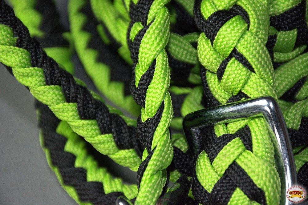 1" X 8Ft Hilason Braided Poly Barrel Reins Horse Racing Flat Grip Knots