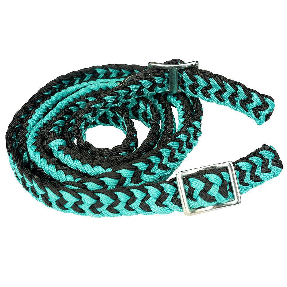 1" X 8Ft Hilason Braided Poly Barrel Reins Horse Racing Flat Grip Knots