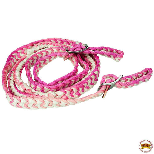 1" X 8Ft Hilason Braided Poly Barrel Reins Horse Racing Flat Grip Knots