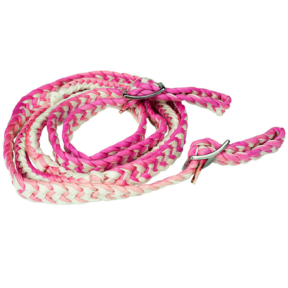 1" X 8Ft Hilason Braided Poly Barrel Reins Horse Racing Flat Grip Knots