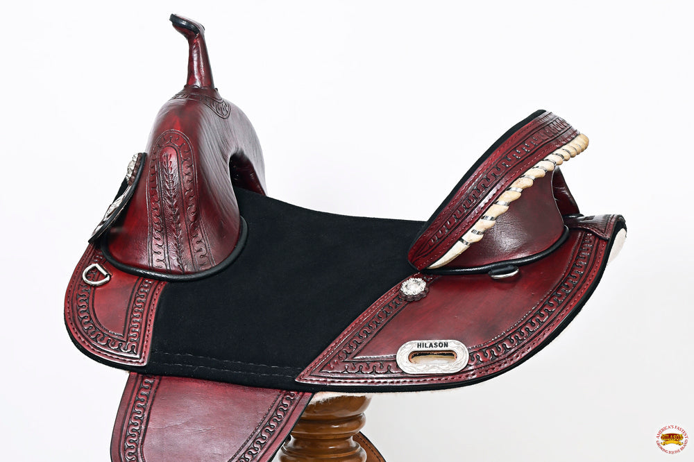 Western Horse Saddle Hilason Treeless Trail Genuine American Leather