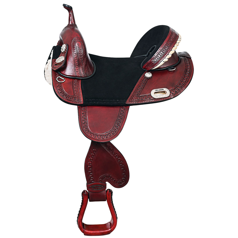 Western Horse Saddle Hilason Treeless Trail Genuine American Leather