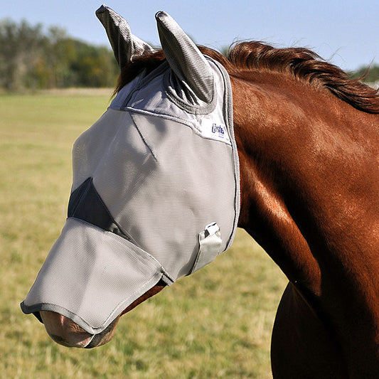 Warmblood Cashel Comfort Crusader Fly Mask W/ Ears Long Nose Grey