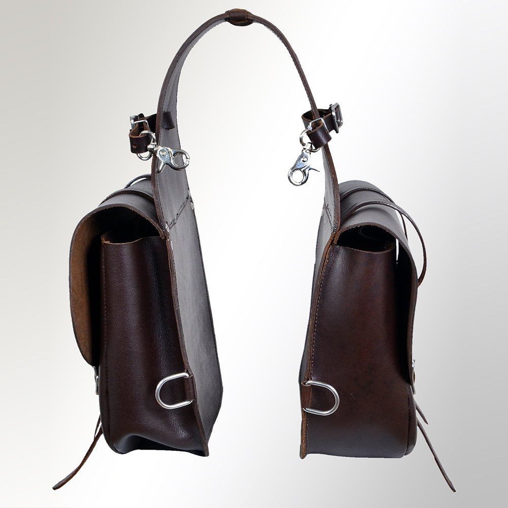 Horse Western Saddle Bag Heavy Duty Leather Cowboy Trail Dark Brown Hilason