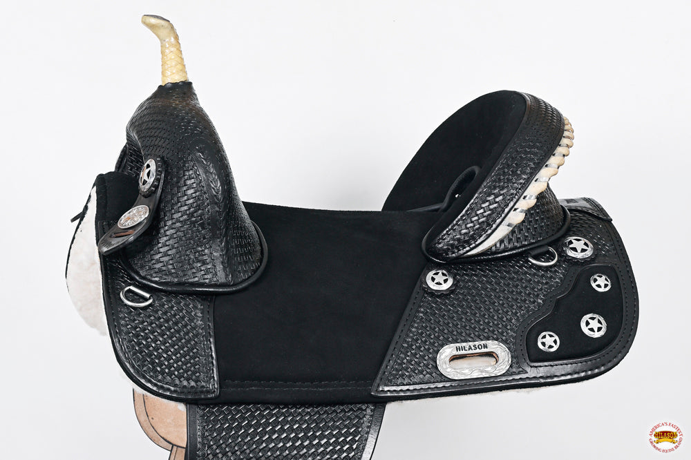 Western Horse Saddle Hilason Treeless Trail Barrel American Leather