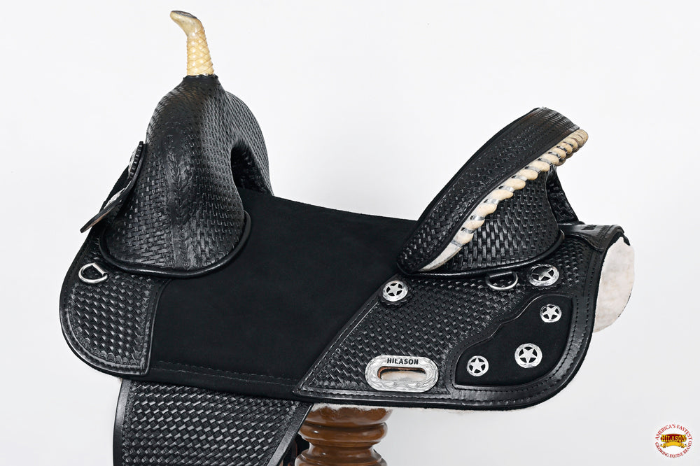 Western Horse Saddle Hilason Treeless Trail Barrel American Leather