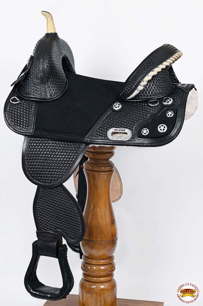 Western Horse Saddle Hilason Treeless Trail Barrel American Leather