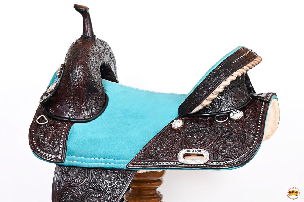 Hilason Western Horse Treeless Trail Barrel American Leather Saddle