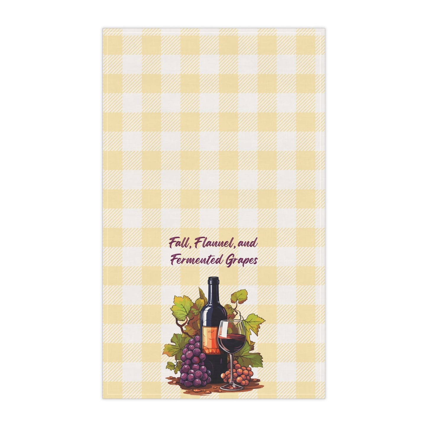 "Fall, Flannel and Fermented Grapes" Autumn Wine-Themed Tea Towels, Rustic Kitchen Decor, Festive Gift for Wine Lovers, Seasonal Home Accent, Fall Cooking Essentials