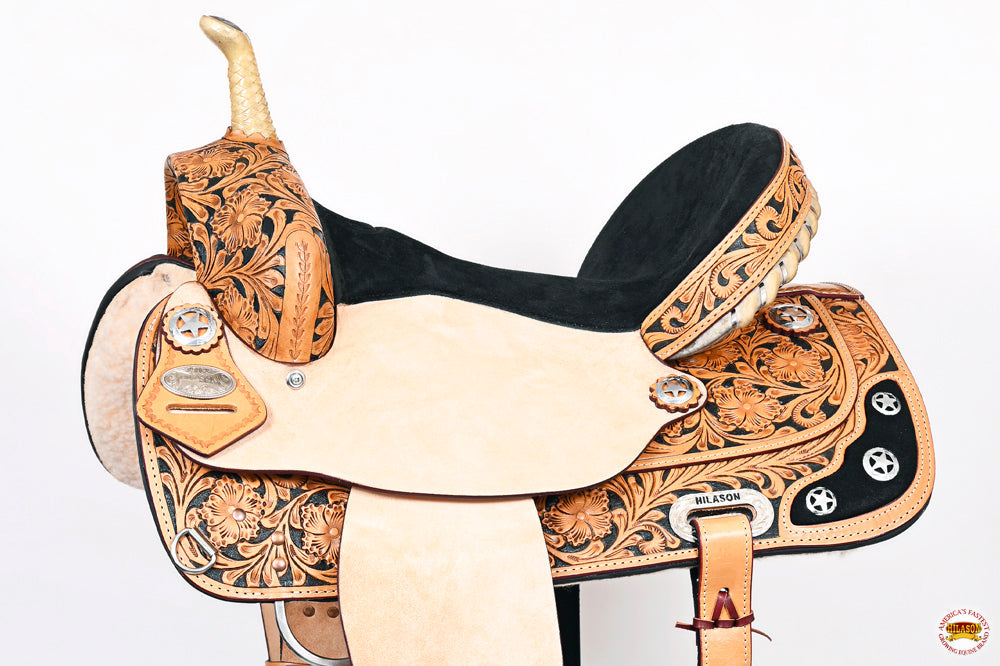 Hilason Western Horse Treeless Trail Barrel American Leather Saddle