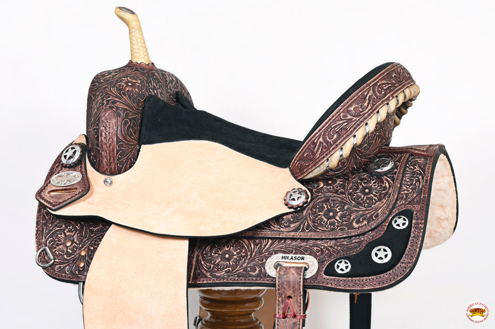 Hilason Western Horse Treeless Trail Barrel American Leather Saddle