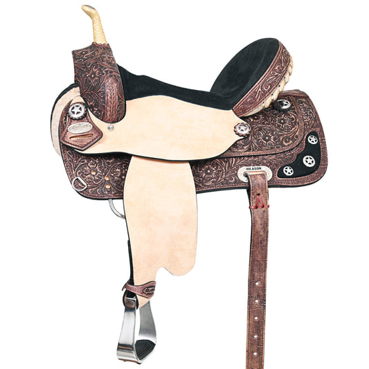 Hilason Western Horse Treeless Trail Barrel American Leather Saddle
