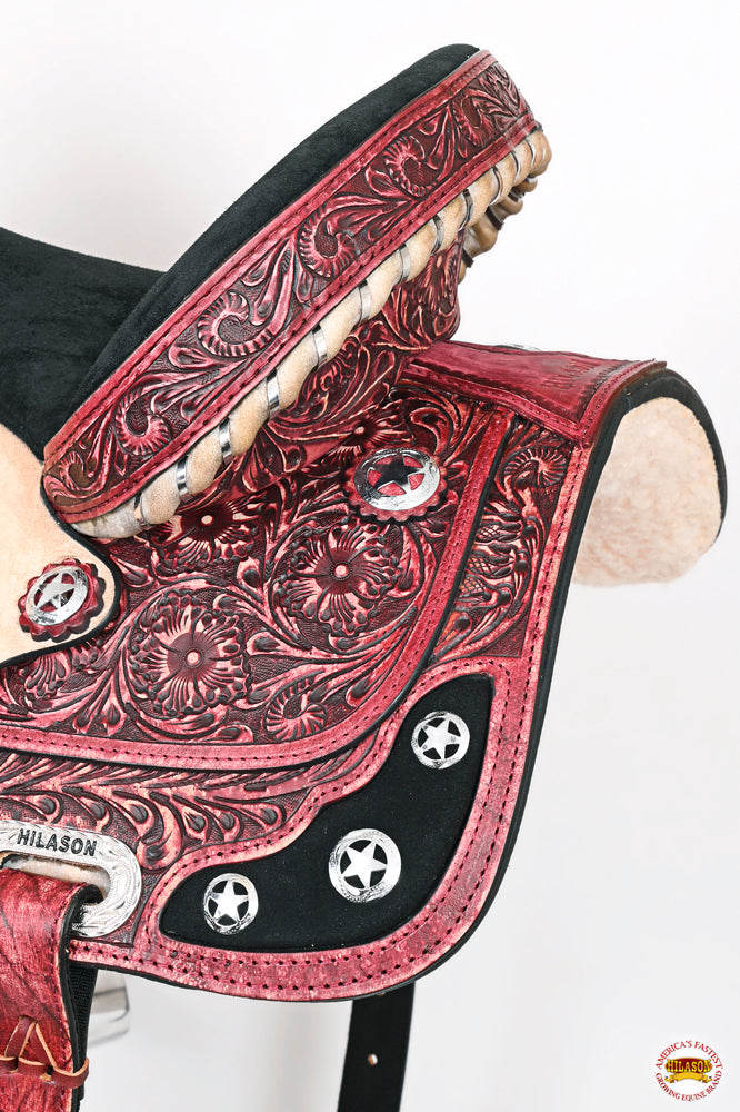Hilason Western Horse Treeless Trail Barrel American Leather Saddle