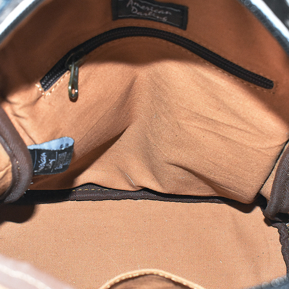 American Darling Hand Tooled Hair On Genuine Leather Women Bag Western Handbag Purse