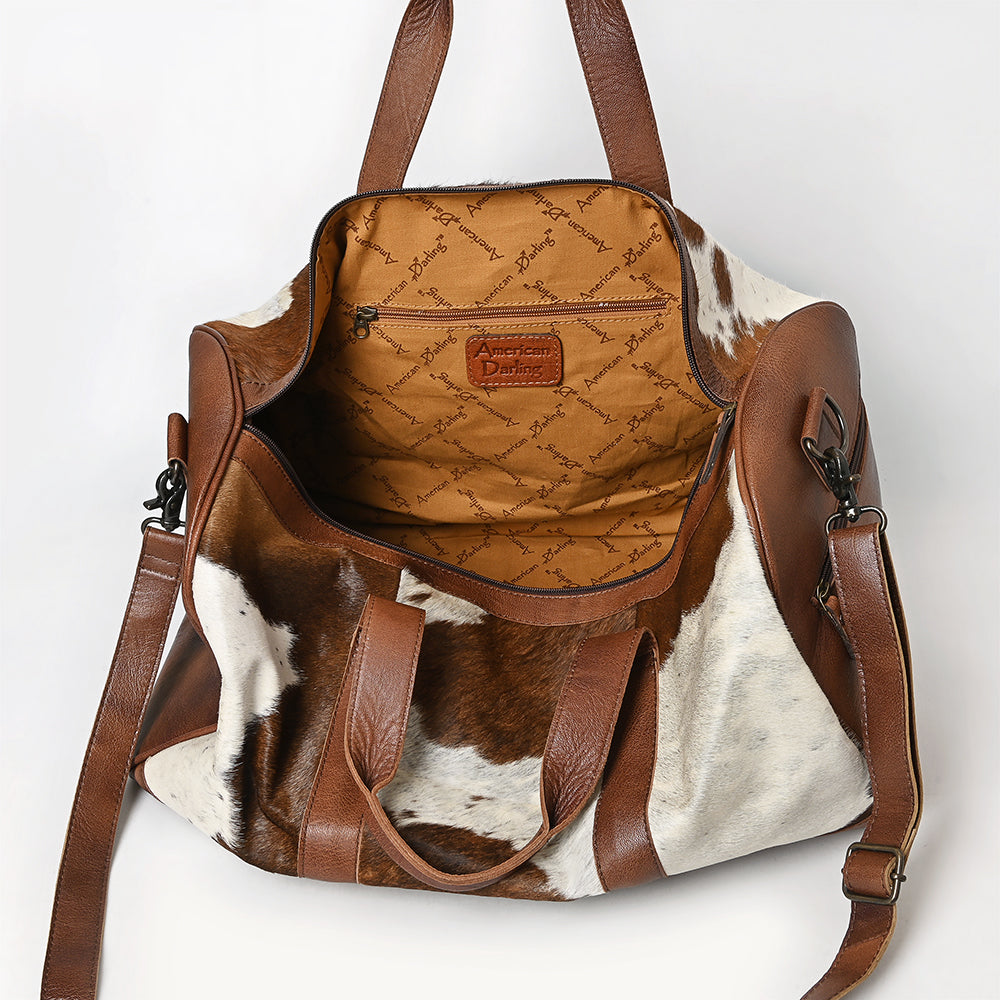 American Darling ADBGS174BRW Duffel Hair On Genuine Leather Women Bag Western Handbag Purse