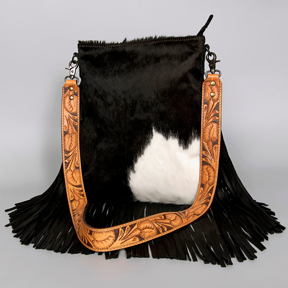 American Darling ADBGS192BKW Messenger Hair On Genuine Leather Women Bag Western Handbag Purse