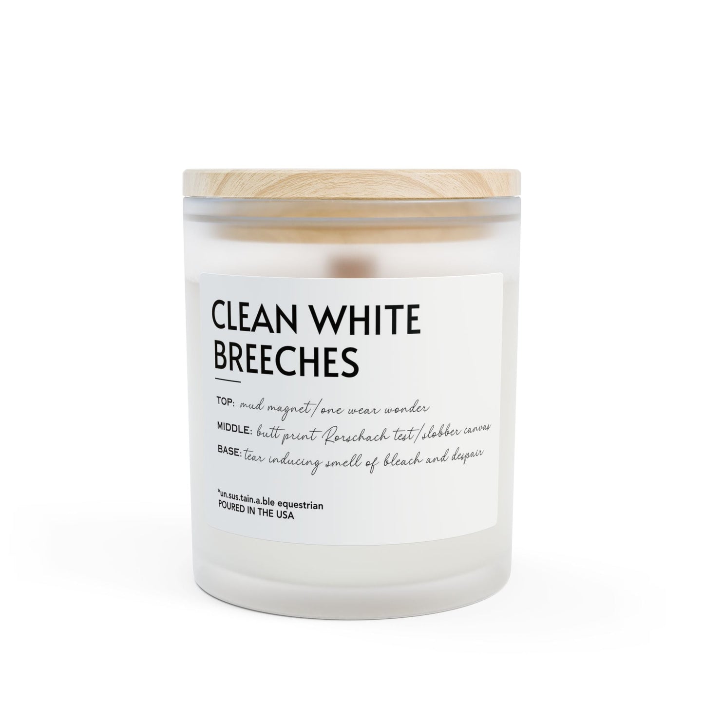 Frosted Glass Candle, 11oz - Clean White Breeches
