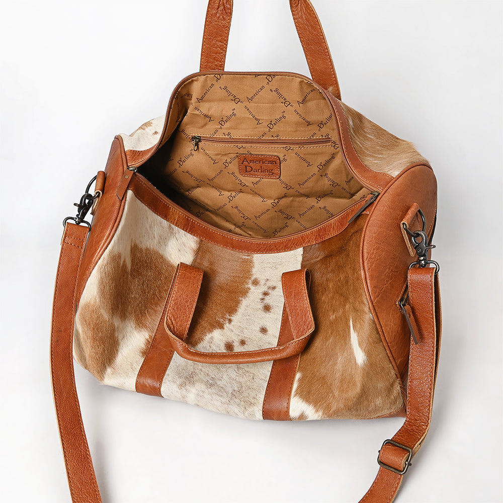 American Darling ADBGS174TAW Duffel Hair On Genuine Leather Women Bag Western Handbag Purse