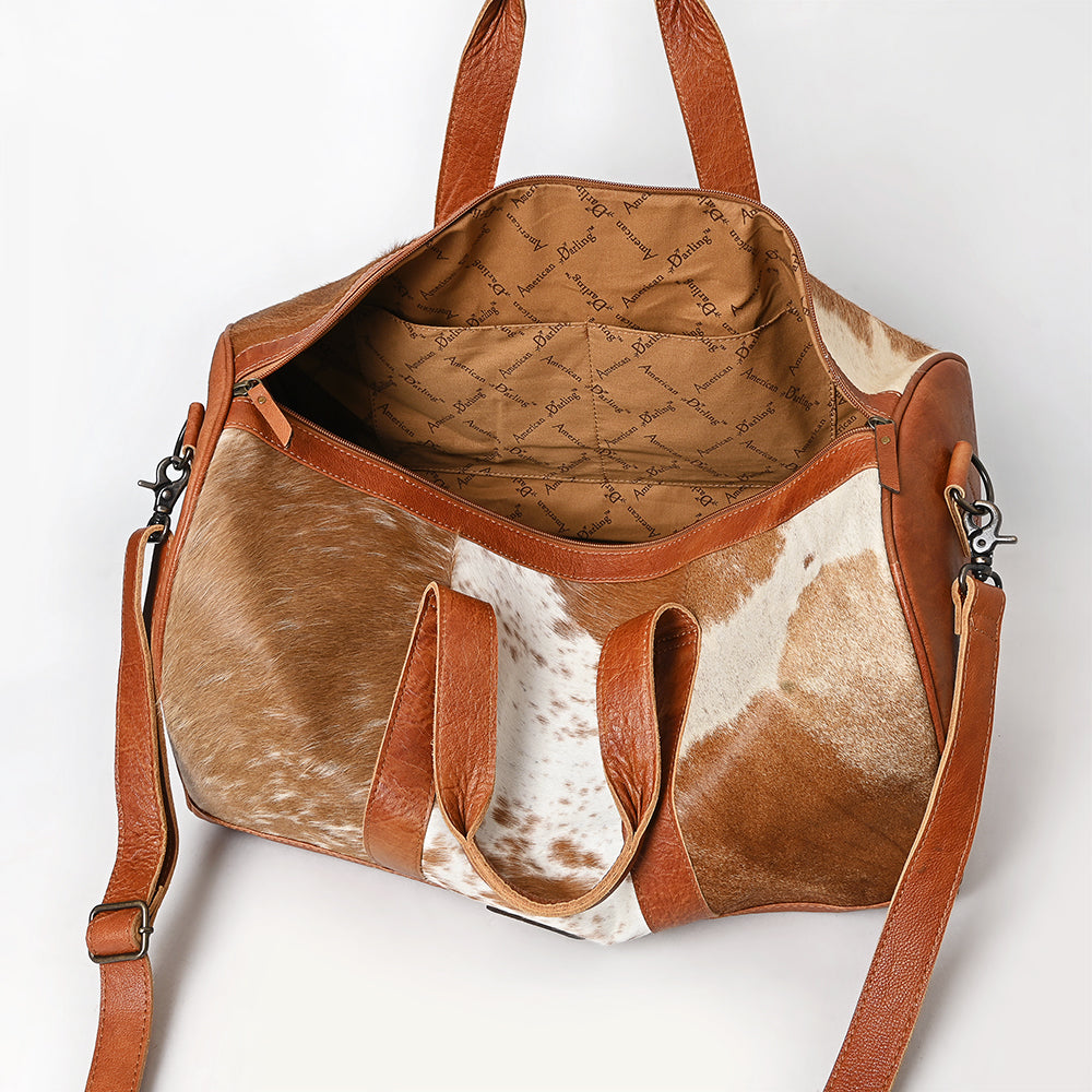 American Darling ADBGS174TAW Duffel Hair On Genuine Leather Women Bag Western Handbag Purse