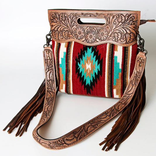American Darling ADBG243 Clutch Hand Tooled Saddle Blanket Genuine Leather Women Bag Western Handbag Purse