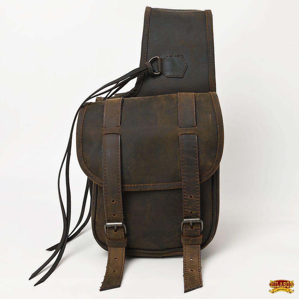 Hilason Soft Leather Horse Saddle Bag Dark Brown