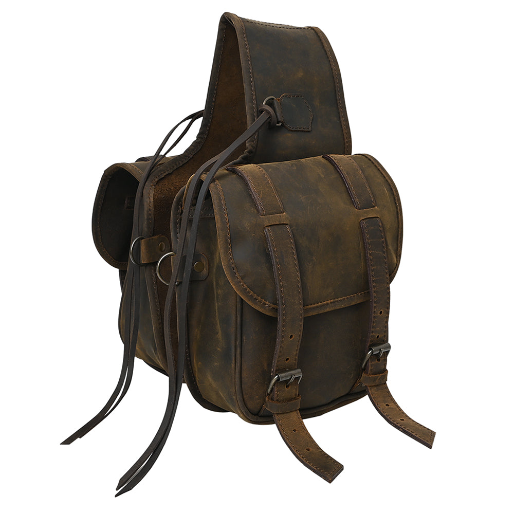Hilason Soft Leather Horse Saddle Bag Dark Brown