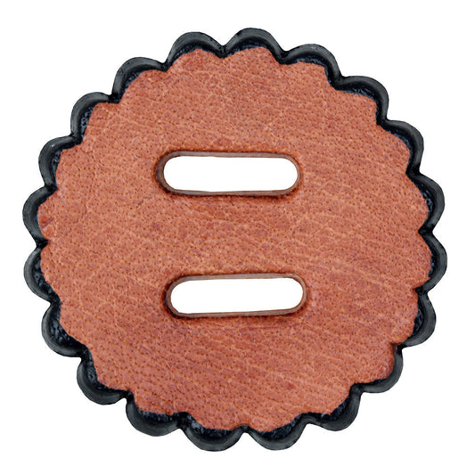 1" Hilason Slotted Scalloped Leather Rosette Concho Saddle Tan