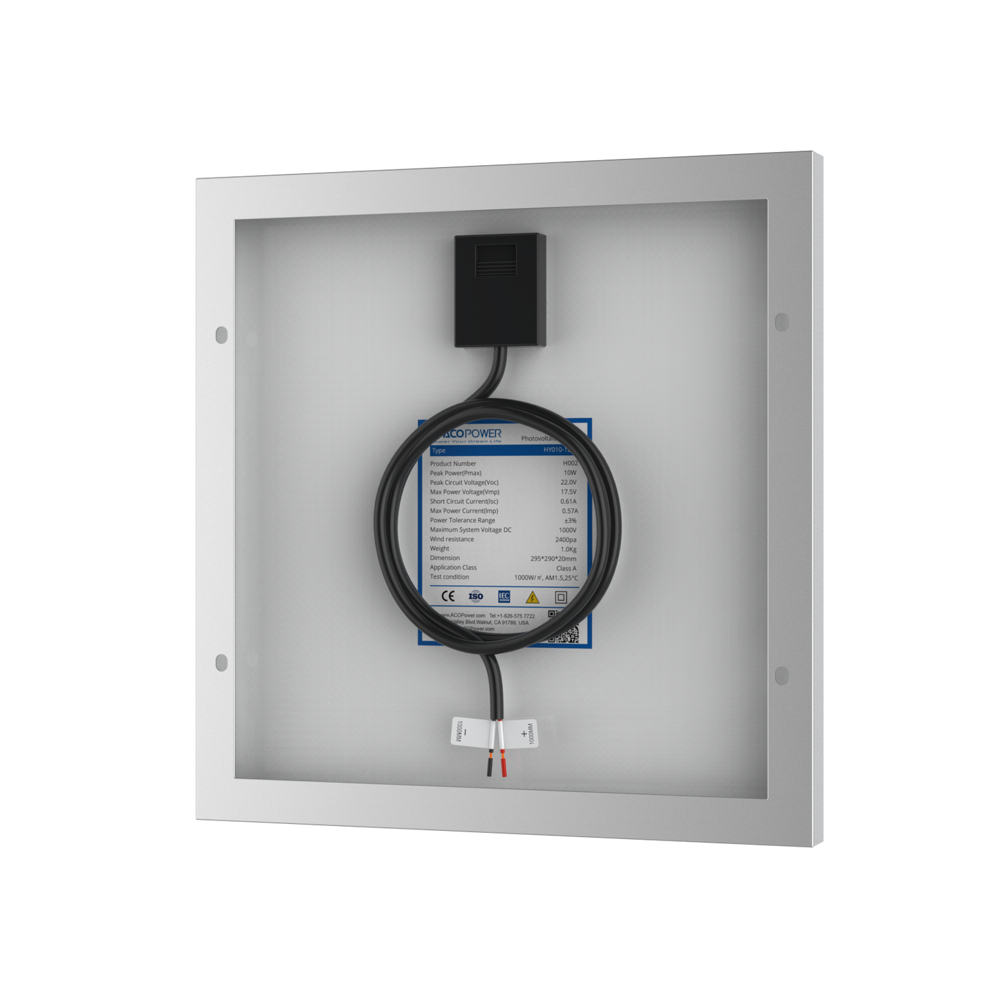 10 Watt 12 Volt Monocrystalline Solar Panel