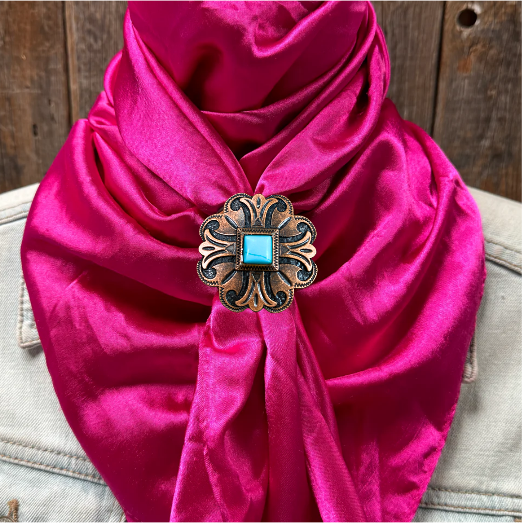 35X35" Solid Fuchsia Wild Rag / Scarf WRS12 - Western Concho Wild Rag Slides - Assorted