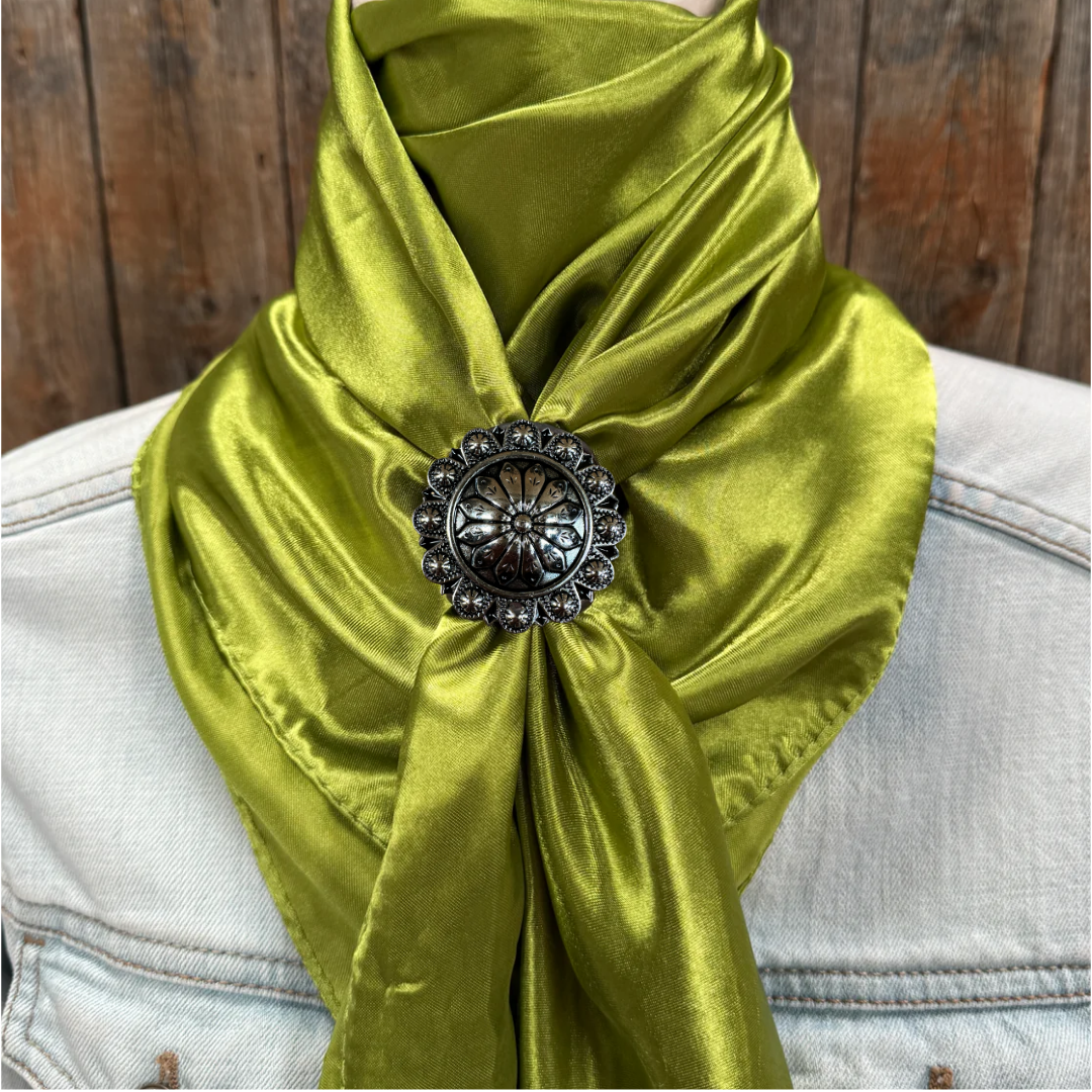 35X35" Solid Light Green Wild Rag / Scarf WRS22 - Western Concho Wild Rag Slides - Assorted