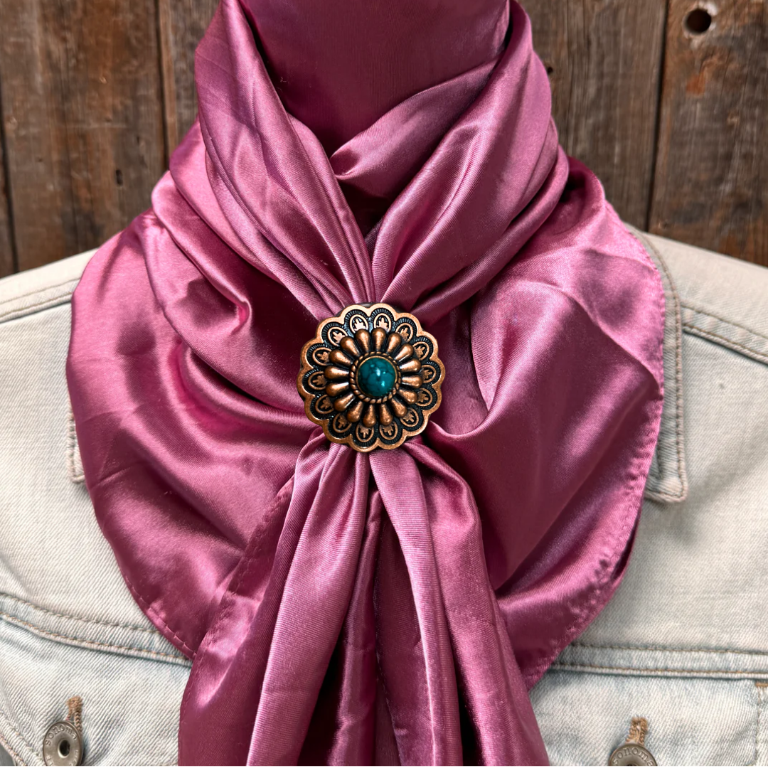 35X35" Solid Rose Wild Rag / Scarf WRS6 - Western Concho Wild Rag Slides - Assorted