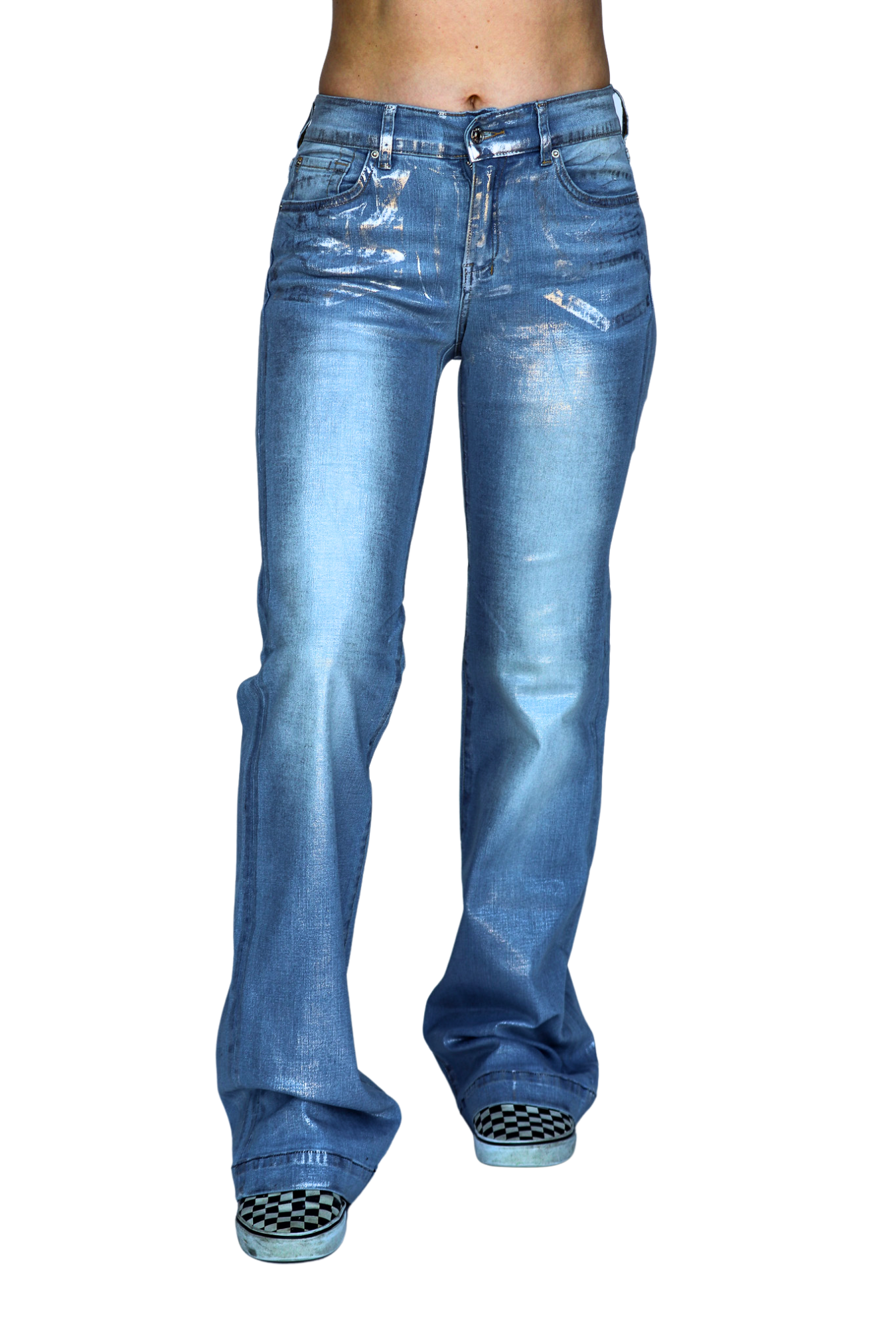 SIGNATURE TROUSERS - SILVER WASHED METALLIC