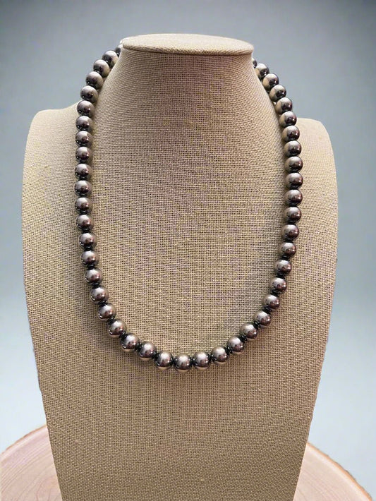 10mm Sterling Pearl Necklace - 18 inch necklace