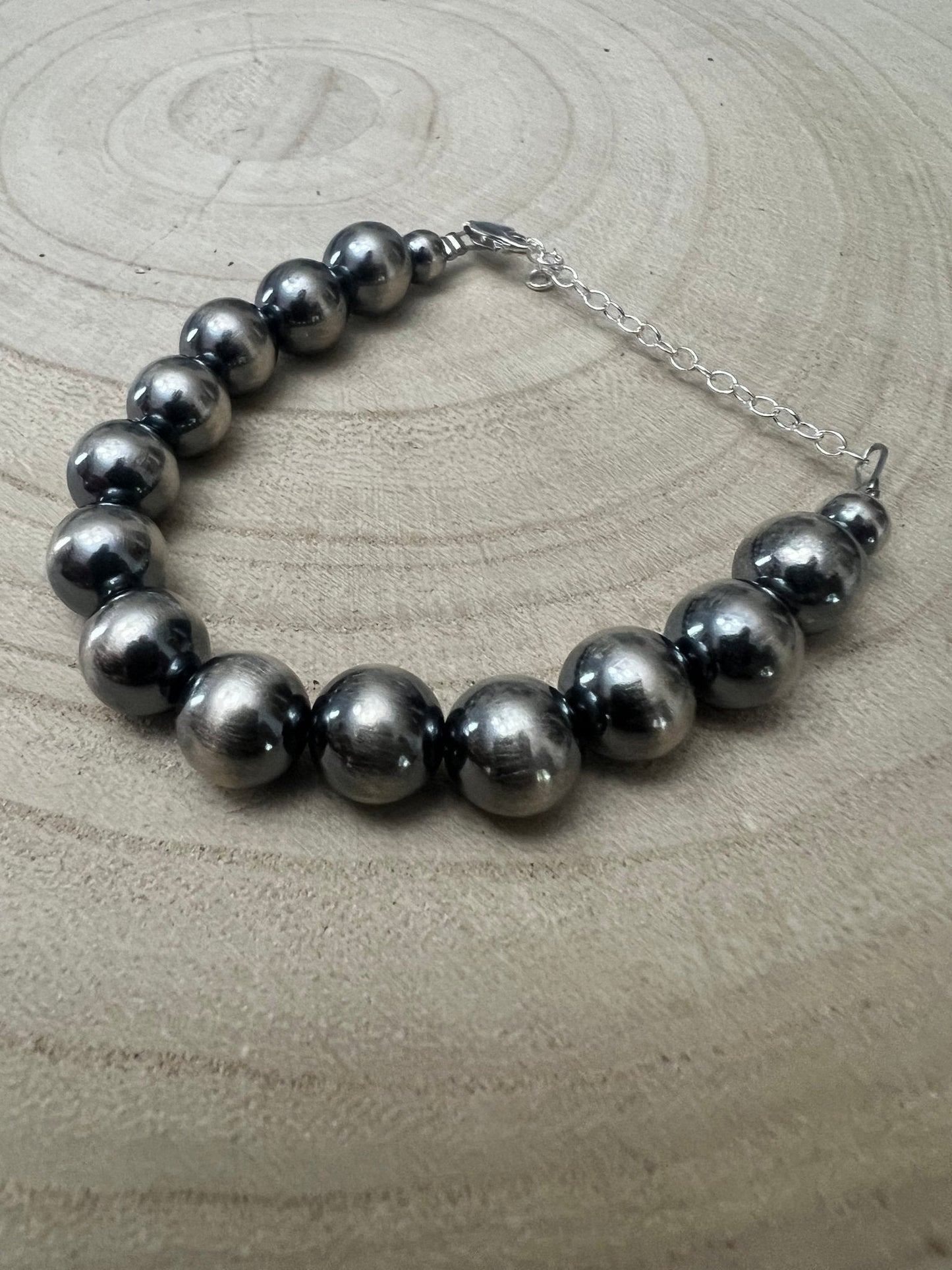 10mm Sterling Silver Pearls bracelet - 6 inch bracelet