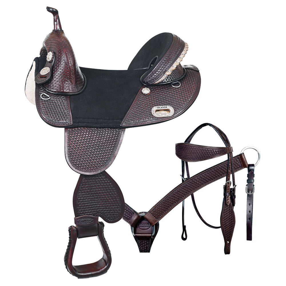 Hilason Western Horse Treeless Trail Barrel American Leather Saddle Tack
