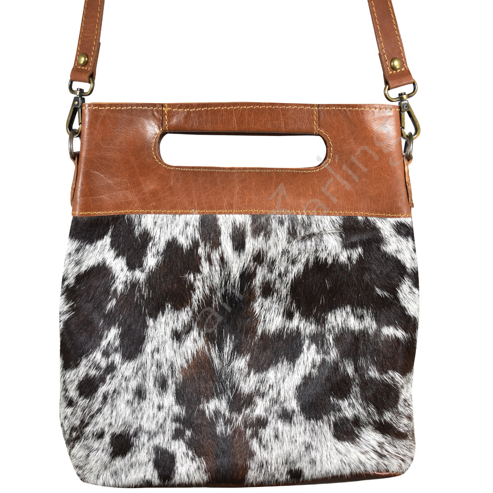 ADBGS160BRW American Darling Hand Tooled Hair On Genuine Leather Women Bag Western Handbag Purse