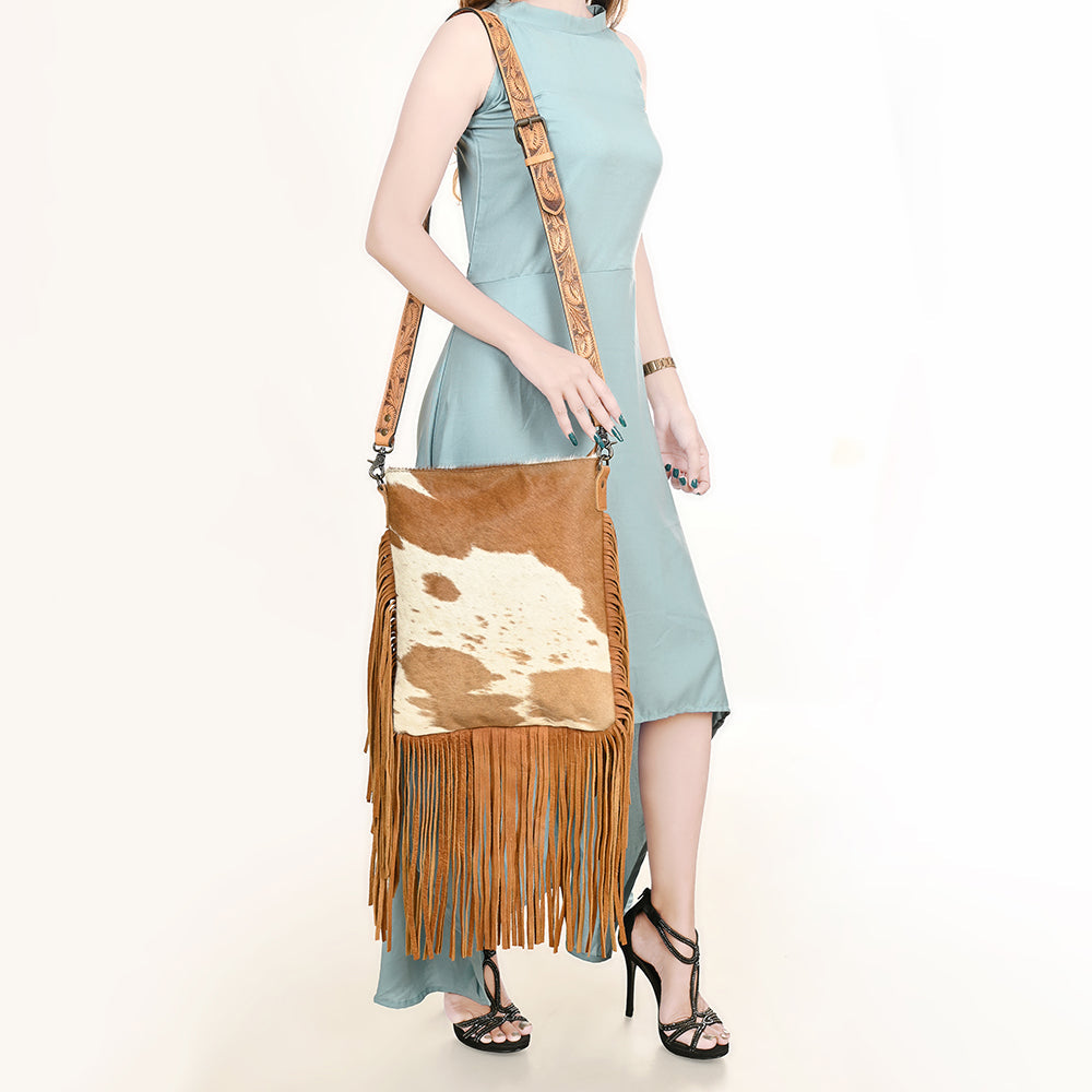 American Darling ADBGS192TAW Messenger Hair On Genuine Leather Women Bag Western Handbag Purse