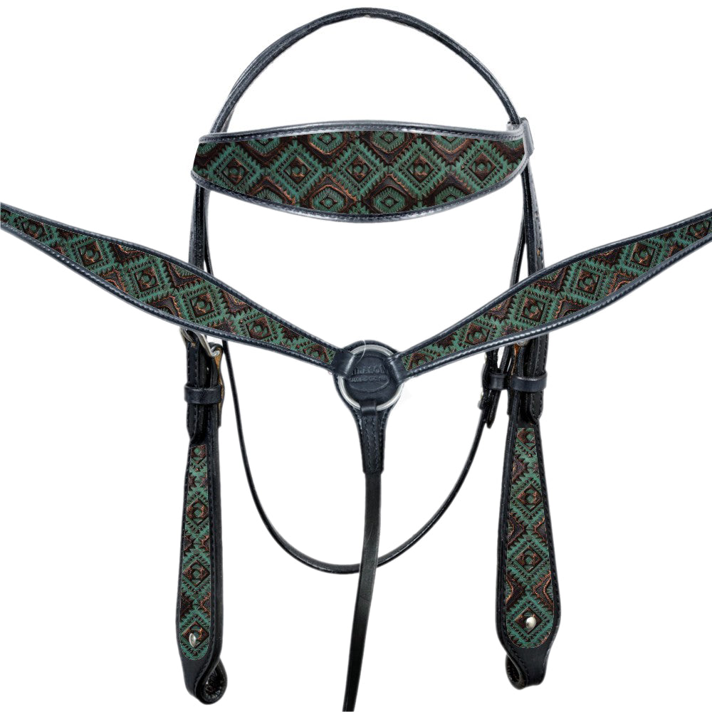 Western Horse Headstall Breast Collar Set Tack American Leather  Hilason