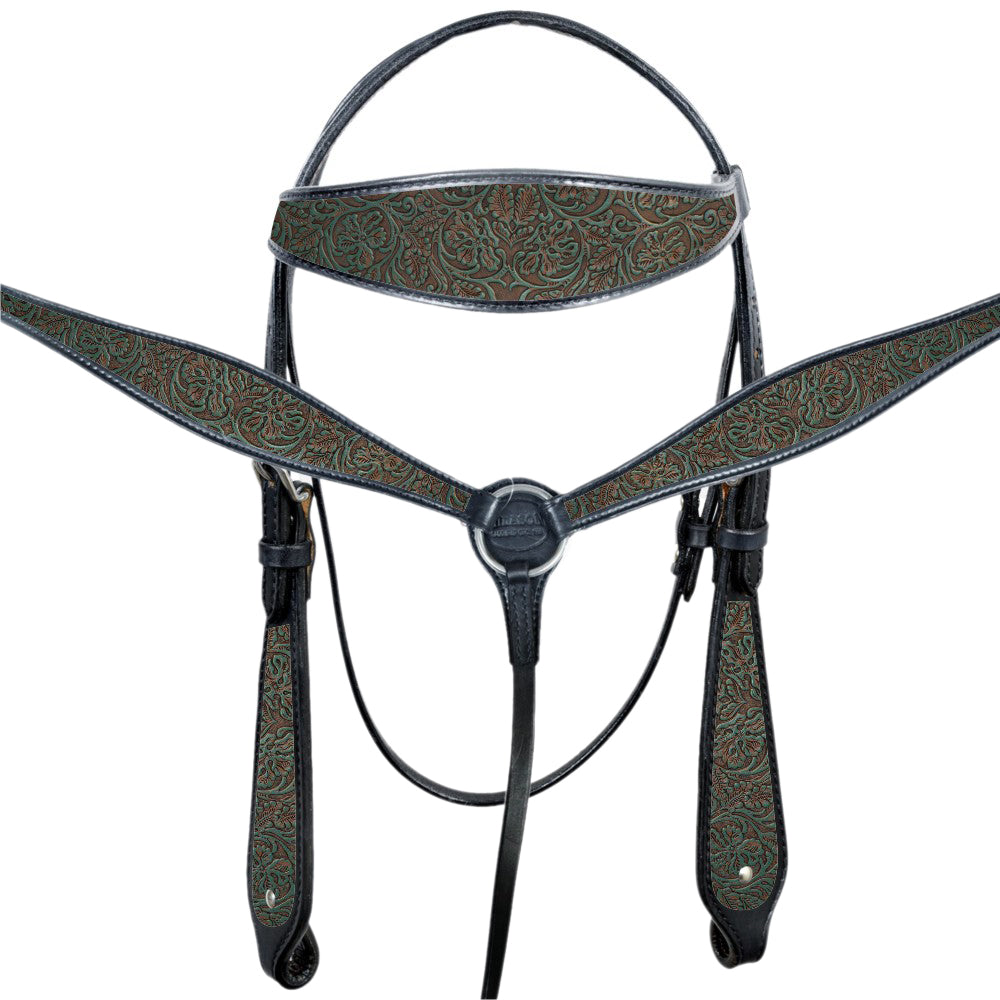 Western Horse Headstall Breast Collar Set Tack American Leather  Hilason