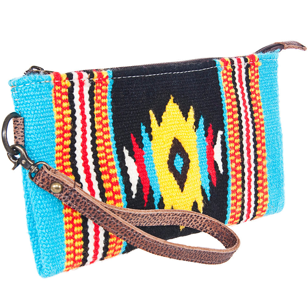 American Darling ADBG344DAR5 Wristlet Saddle Blanket Genuine Leather Women Bag Western Handbag Purse