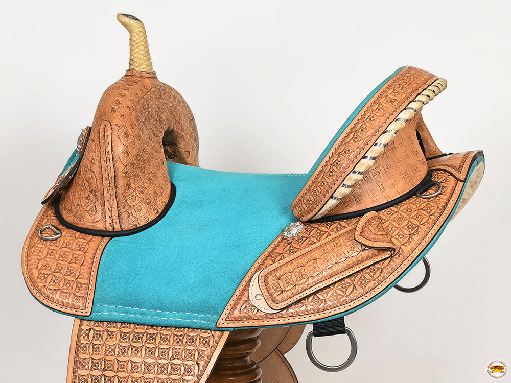 Western Horse Barrel Saddle Treeless American Leather Oiled Hilason