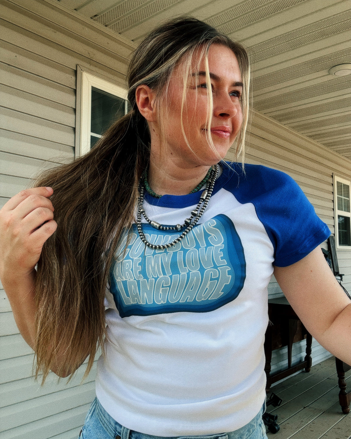 Love Language Baby Tee (Blue/White)