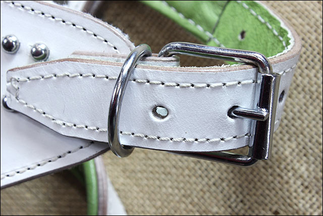 Large Leather Dog Harness Padded Genuine White Hilason